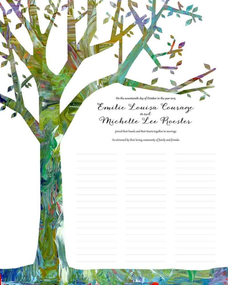 Tree of Life in Spring wedding certificate quaker marriage certificate