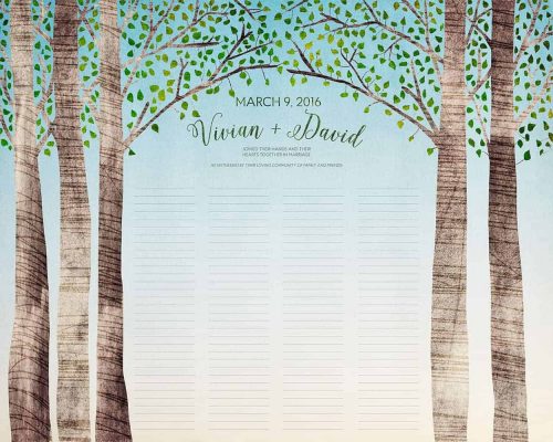 Birch Trees - Summer - wedding certificate quaker marriage certificate