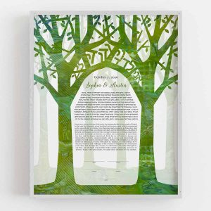 The forest chuppah ketubah modern judaica contemporary art jewish wedding ani l'dodi