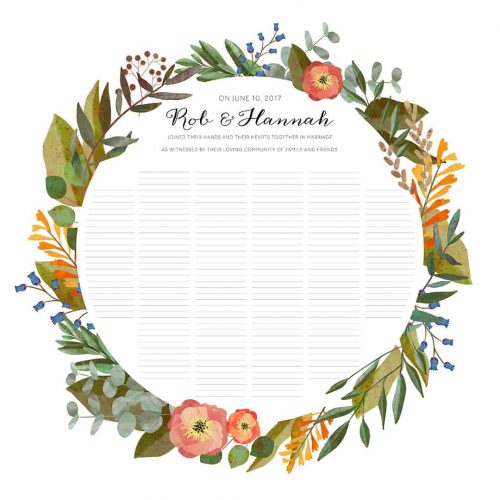 Good Earth Floral Circle Botanical Wedding Certificate Quaker Marriage Certificate