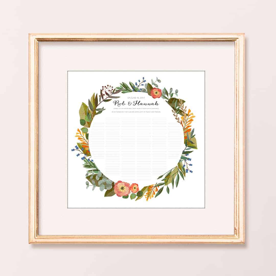 Floral Wreath Wedding Certificate