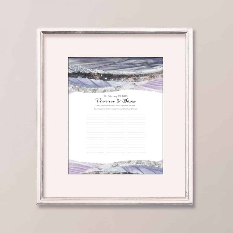 Marble Waves Wedding Certificate - Amethyst
