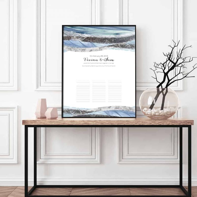 Marble Waves Wedding Certificate - Azure