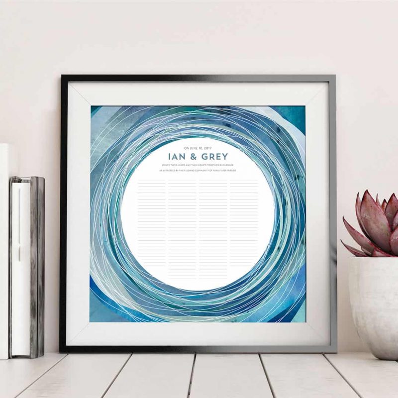 Tide pool wedding certificate quaker marriage certificate abstract art illustration custom