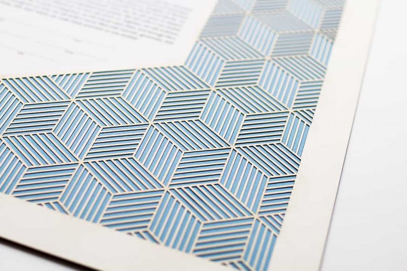 Geometric Pattern Paper Cut Ketubah Fine Art Jewish Wedding Contemporary Judaica Modern Laser Cut