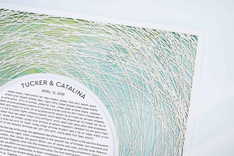 Encircled Paper Cut Ketubah Color Wash Petal
