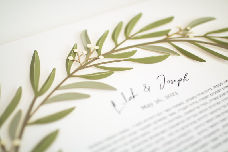 Olive Branches with Buds 3-D Custom Ketubah
