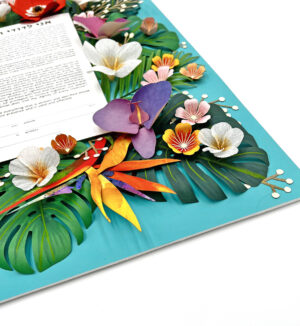 3-D Paper Cut Ketubah Tropical Florals